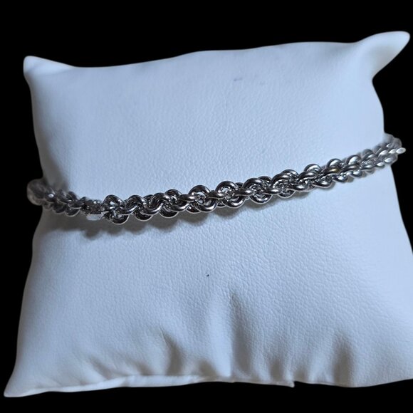 Estate Jewelry - Silver Toned Rope Chained Bracelet